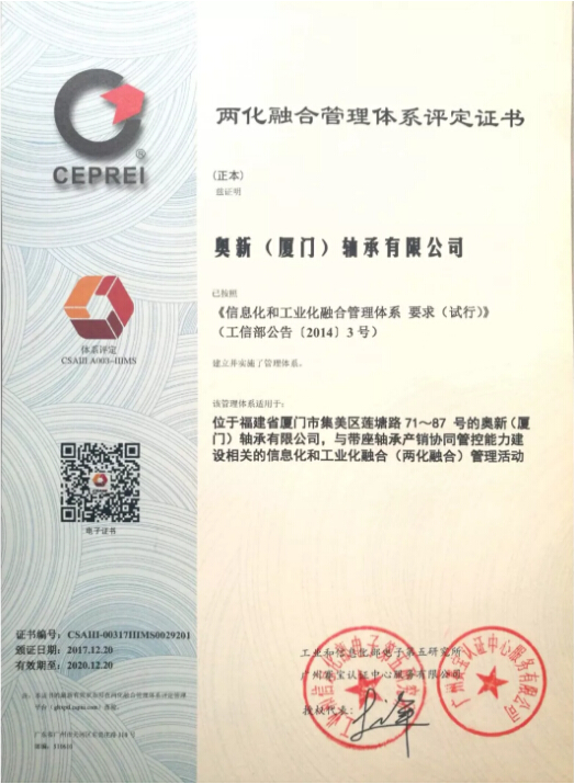 fk-s-anak perusahaan-korporasi-ao-xin-bearing-gain-the-iiims-sertifikat